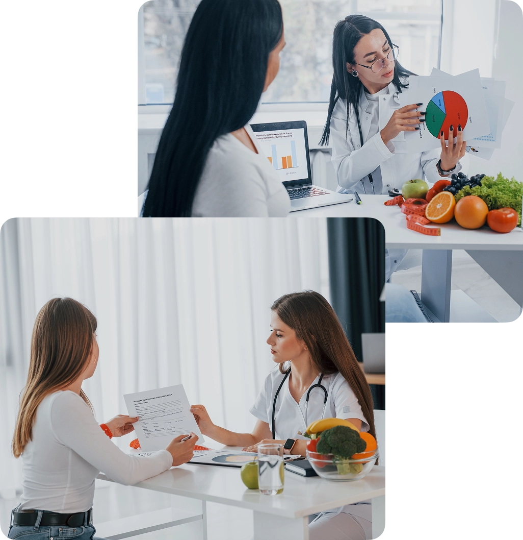 Doctors going over nutritional resources in Orlando with patients