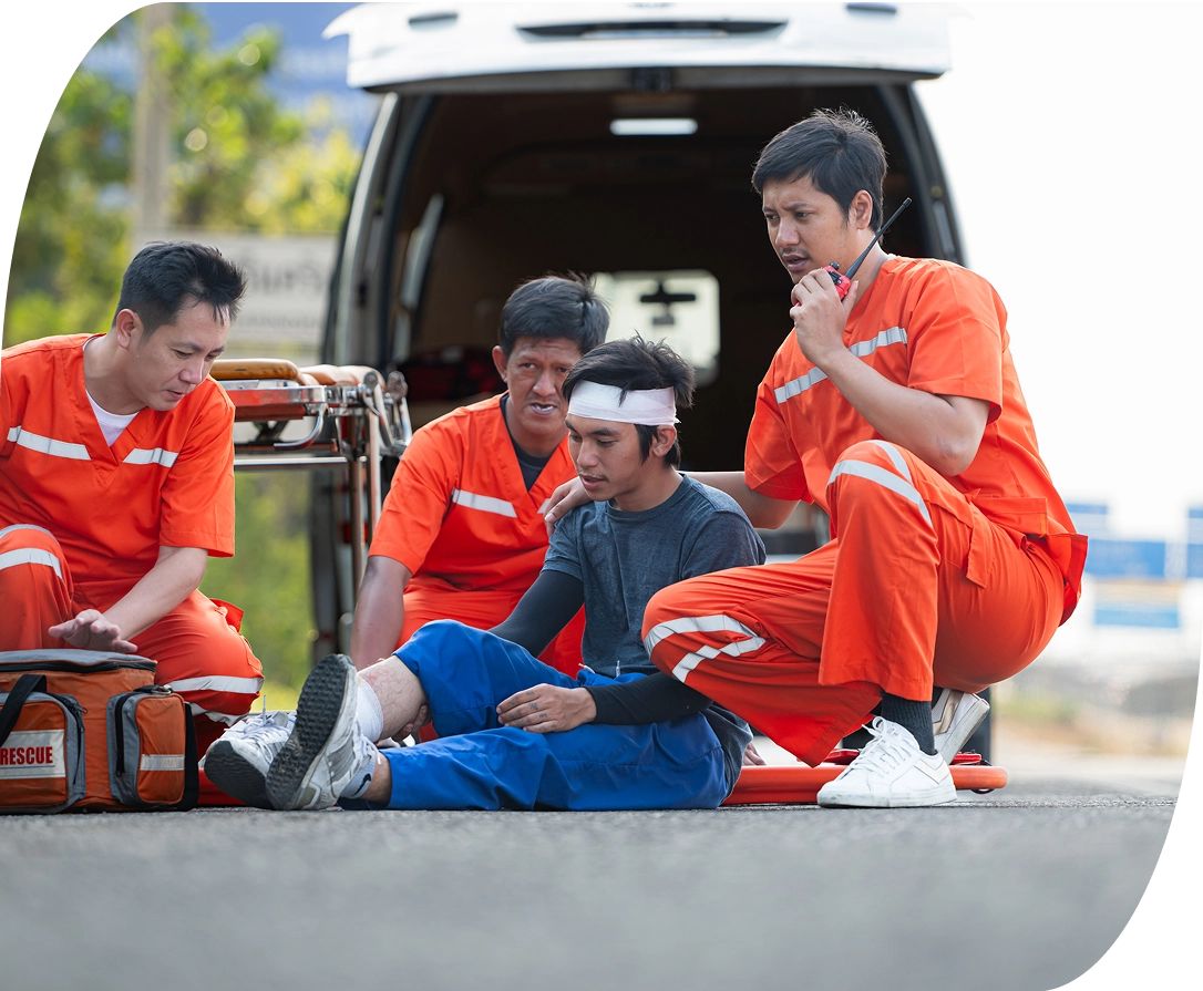 Patient sitting up after Car accident injury treatment