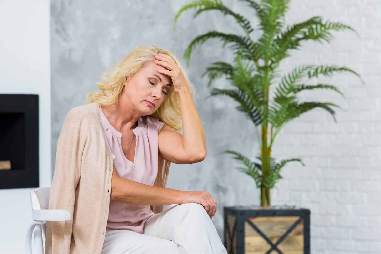an old women having headache